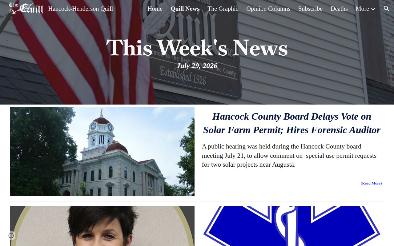 Hancock-Henderson Quill weekly news archive